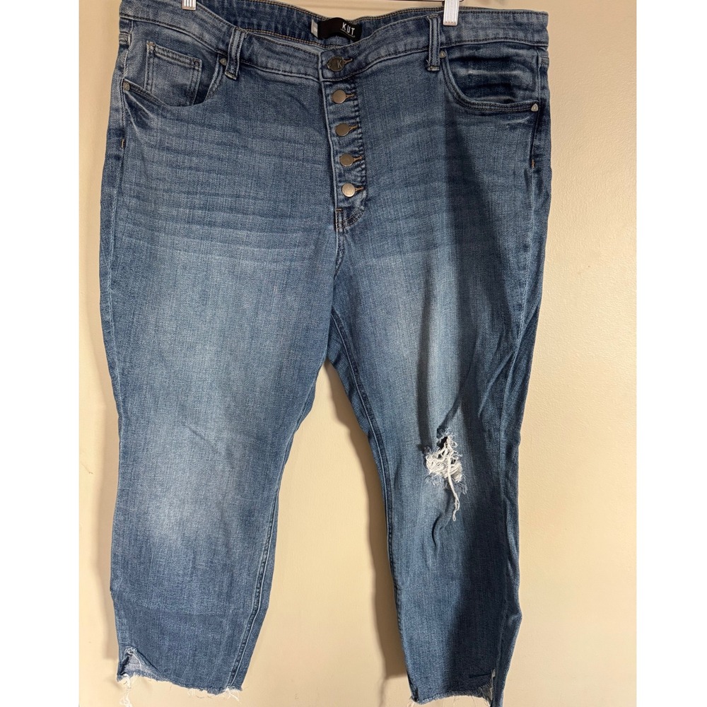 KUT From the‎ Kloth Reese High Rise Button Fly FAB AB Ankle Straight Jeans 20W
